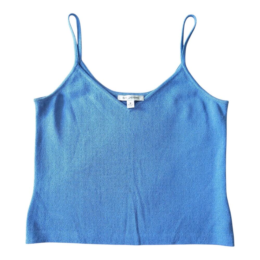 St. John Vintage Sky Blue Santana Knit Shell Short Small Tank Top Cami Medium